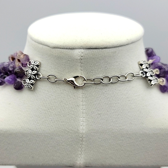 600 Cts Natural 3 Strand Purple Amethyst Beads Natural Gemstone Beaded Necklace - Picture 6 of 9